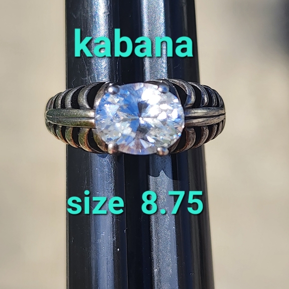 sterling Jewelry - Vintage sterling silver ring by Kabana clear Stone size 8.75 wedding engagement